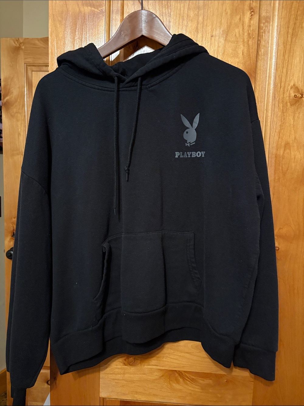 PLAYBOY Black Women's Hoodie with Subtle Logo